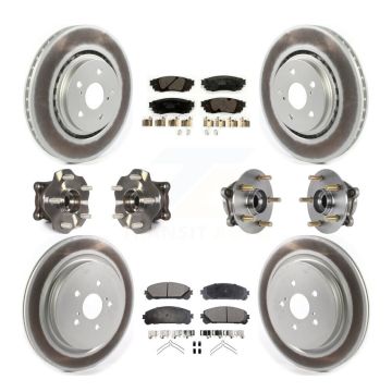 Front Rear Hub Bearing Coated Brake Rotor & Pads Kit (10Pc) For Lexus RX350 RX450h RX350L KBB-126173