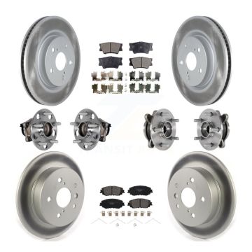 Front Rear Hub Bearings Coated Disc Brake Rotors And Pads Kit (10Pc) For Toyota Camry KBB-126176