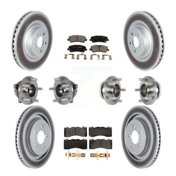 Front Rear Hub Bearings Coated Disc Brake Rotors And Pads Kit (10Pc) For Ford Mustang KBB-126191