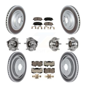 Front Rear Hub Bearings Coated Disc Brake Rotors And Pads Kit (10Pc) For Ford Mustang KBB-126192