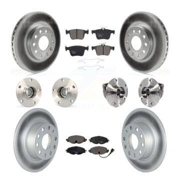 Front Rear Hub Bearing Coated Brake Rotor Pads Kit (10Pc) For 19-21 Volkswagen Jetta 1.4L KBB-126205