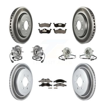 Front Rear Hub Bearing Coated Disc Brake Rotor Pad Kit (10Pc) For Ford Expedition Lincoln KBB-126214