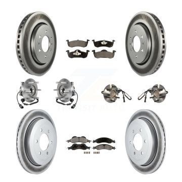 Front Rear Hub Bearing Coated Brake Rotor Pads Kit (10Pc) For Ford Expedition Lincoln RWD KBB-126215