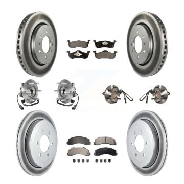 Front Rear Hub Bearing Coated Brake Rotor Pads Kit (10Pc) For Ford Expedition Lincoln RWD KBB-126217
