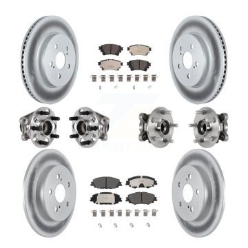Front Rear Hub Bearings Coated Disc Brake Rotors And Pads Kit (10Pc) For Toyota Corolla KBB-126231