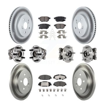 Front Rear Hub Bearing Coated Brake Rotor Pad Kit (10Pc) For 2020-2022 Toyota Prius Prime KBB-126232