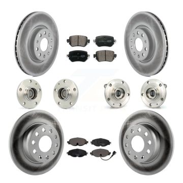 Front Rear Hub Bearing Coated Disc Brake Rotors And Pads Kit (10Pc) For Volkswagen Passat KBB-126243