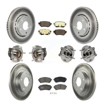Front Rear Hub Bearing Coated Brake Rotor Pads Kit (10Pc) For Mazda 6 Naturally Aspirated KBB-126246