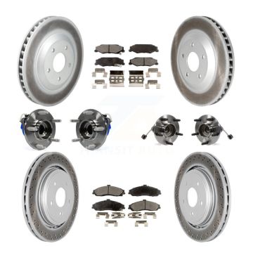 Front Rear Hub Bearings Coated Disc Brake Rotors And Pads Kit (10Pc) For Cadillac XLR KBB-126258