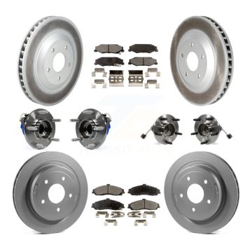 Front Rear Hub Bearings Coated Disc Brake Rotors And Pads Kit (10Pc) For Cadillac XLR KBB-126259