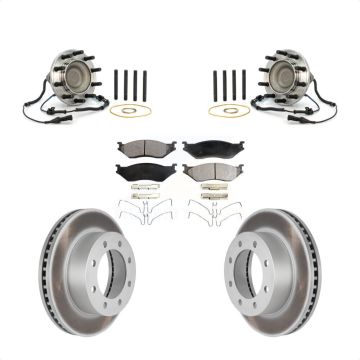 Front Hub Bearing Coated Brake Rotor Pads Kit For Ford F-450 Super Duty With 8 Lug Wheels KBB-126267
