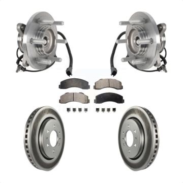 Front Hub Bearing Coated Brake Rotor & Pads Kit For Ford Expedition Lincoln Navigator 4WD KBB-126289