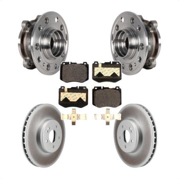 Front Hub Bearing Assembly Coated Disc Brake Rotor & Pads Kit For Mercedes-Benz C300 C400 KBB-126302