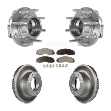 Front Hub Bearing Coat Brake Rotor Pads Kit For 2017-2022 Ford F-350 Super Duty F-250 4WD KBB-126308