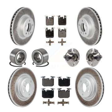 Front Rear Hub Bearings Coated Disc Brake Rotors And Pads Shoes Kit (10Pc) For BMW M240i KBB-126320