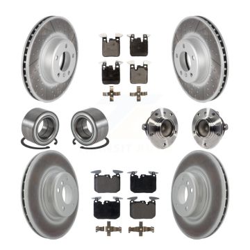 Front Rear Hub Bearings Coated Disc Brake Rotors And Pads Shoes Kit (10Pc) For BMW M240i KBB-126322