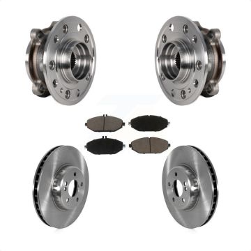 Front Hub Bearing Brake Rotor Pads Kit For 15-20 Mercedes-Benz C300 Without Sport Package KBB-126385
