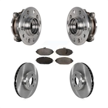 Front Hub Bearing Brake Rotor Pads Kit For 15-20 Mercedes-Benz C300 Without Sport Package KBB-126480