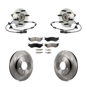 Front Hub Bearing Brake Rotor & Pad Kit For Lincoln Navigator 4WD with Coil front springs KBB-126514