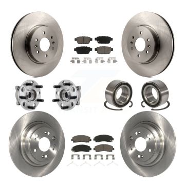 Front Rear Hub Bearings Disc Brake Rotors And Pads Kit (10Pc) For 2009-2013 Acura TL AWD KBB-126529