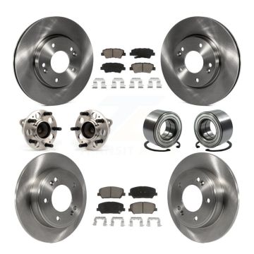 Front Rear Hub Bearing Disc Brake Rotor And Ceramic Pads Kit (10Pc) For 2014 Kia Forte LX KBB-126534