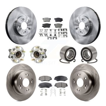 Front Rear Hub Bearing Disc Brake Rotor And Semi-Metallic Pad Kit (10Pc) For Honda Accord KBB-126542