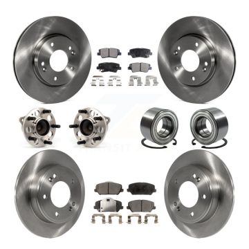 Front Rear Hub Bearing Assembly Disc Brake Rotor And Pad Kit (10Pc) For 2014 Kia Forte LX KBB-126547