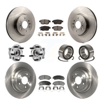 Front Rear Hub Bearings Disc Brake Rotors And Pads Kit (10Pc) For 2009-2013 Acura TL AWD KBB-126548