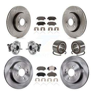 Front Rear Hub Bearings Disc Brake Rotors And Pads Kit (10Pc) For Kia Rio Hyundai Accent KBB-126585
