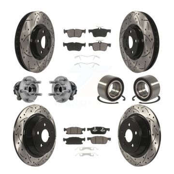 Front Rear Hub Bearing Coated Disc Brake Rotor And Pads Kit (10Pc) For 2015 Ford Edge FWD KBB-126593
