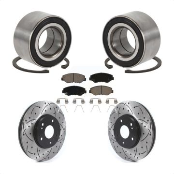 Front Wheel Bearing Drill Slot Brake Rotor Pad Kit For 2005 Honda Accord Hybrid with 3.0L KBB-126602