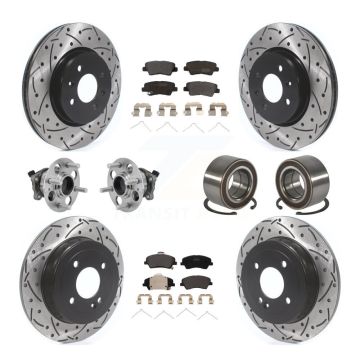 Front Rear Hub Bearing Coated Disc Brake Rotor Pads Kit (10Pc) For Kia Rio Hyundai Accent KBB-126609