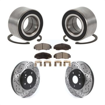 Front Wheel Bearing Coated Drilled Slotted Disc Brake Rotor And Pads Kit For Honda Accord KBB-126619