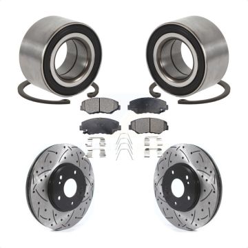 Front Wheel Bearing Drill Slot Brake Rotor Pad Kit For 2005 Honda Accord Hybrid with 3.0L KBB-126620