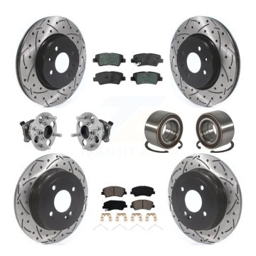 Front Rear Hub Bearing Coated Disc Brake Rotor Pads Kit (10Pc) For Kia Rio Hyundai Accent KBB-126626