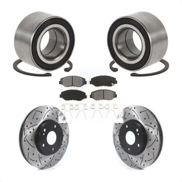 Front Wheel Bearing Drill Slot Brake Rotor Pad Kit For 2005 Honda Accord Hybrid with 3.0L KBB-126634