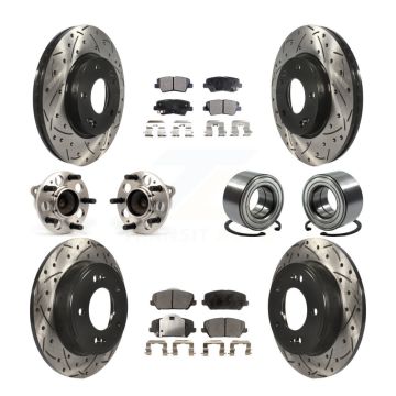 Front Rear Hub Bearing Coated Disc Brake Rotors And Pads Kit (10Pc) For 2014 Kia Forte LX KBB-126638