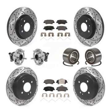 Front Rear Hub Bearing Coated Disc Brake Rotor Pads Kit (10Pc) For Kia Rio Hyundai Accent KBB-126645