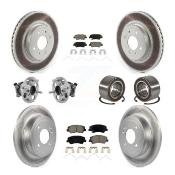 Front Rear Hub Bearing Coated Disc Brake Rotor Pads Kit (10Pc) For Kia Rio Hyundai Accent KBB-126665