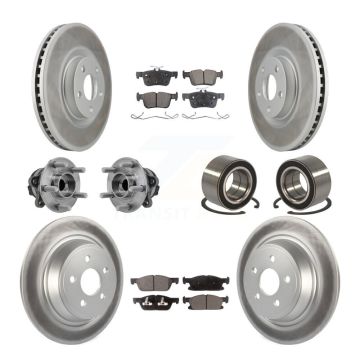 Front Rear Hub Bearing Coated Disc Brake Rotor And Pads Kit (10Pc) For 2015 Ford Edge FWD KBB-126675