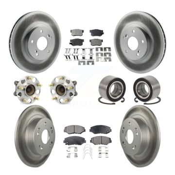 Front Rear Wheel Hub Bearing Coated Disc Brake Rotor And Pads Kit (10Pc) For Honda Accord KBB-126683