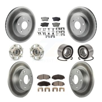 Front Rear Wheel Hub Bearing Coated Disc Brake Rotor And Pads Kit (10Pc) For Honda Accord KBB-126684