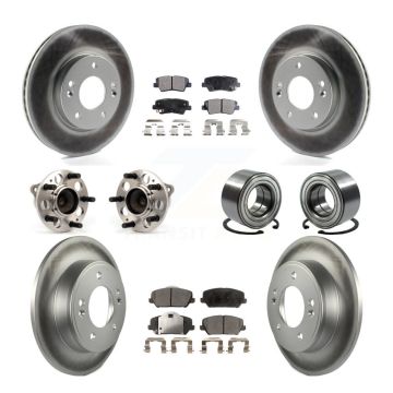 Front Rear Hub Bearing Coated Disc Brake Rotors And Pads Kit (10Pc) For 2014 Kia Forte LX KBB-126686