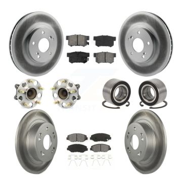 Front Rear Wheel Hub Bearing Coated Disc Brake Rotor And Pads Kit (10Pc) For Honda Accord KBB-126703