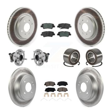 Front Rear Hub Bearing Coated Disc Brake Rotor Pads Kit (10Pc) For Kia Rio Hyundai Accent KBB-126711