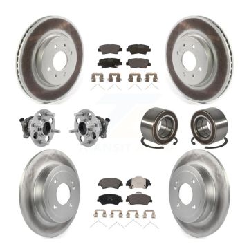 Front Rear Hub Bearing Coated Disc Brake Rotor Pads Kit (10Pc) For Kia Rio Hyundai Accent KBB-126720
