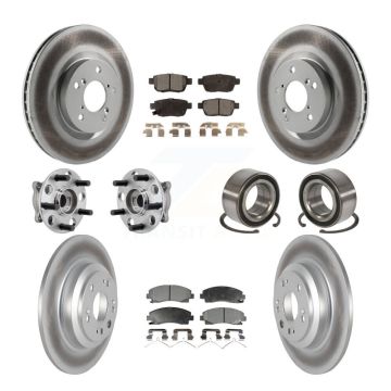 Front Rear Hub Bearing Coated Disc Brake Rotor Pads Kit (10Pc) For 2009-2013 Acura TL AWD KBB-126721
