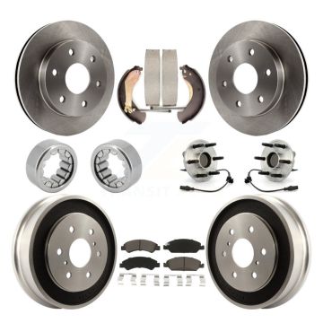 Front Rear Hub Bearings Disc Brake Rotors And Pads Shoes Kit (10Pc) For GMC Sierra 1500 KBB-126763