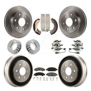 Front Rear Hub Bearings Disc Brake Rotors And Pads Shoes Kit (10Pc) For GMC Sierra 1500 KBB-126764