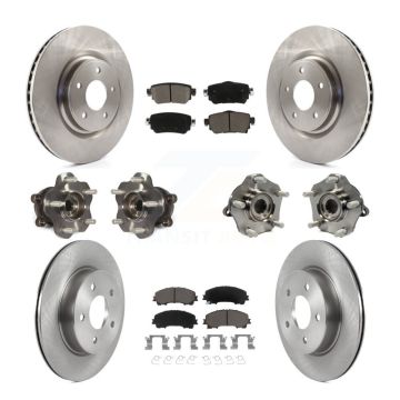 Front Rear Hub Bearings Disc Brake Rotors And Ceramic Pads Kit (10Pc) For Nissan Rogue KBB-126766